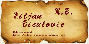 Miljan Biculović vizit kartica